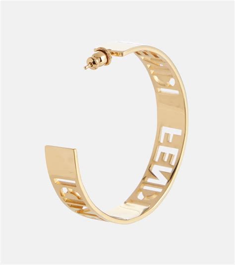 fendi logo stud earrings|fendi small hoop earrings.